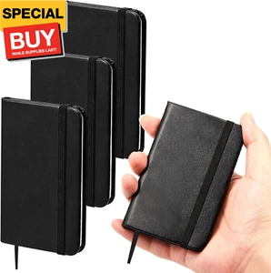 4 Pcs Mini Leather Pocket Notebook 4 x 2.5 Inch Small Hardcover Notebook 50 Shee - Picture 1 of 7