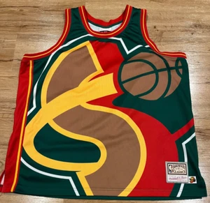 Seattle Sonics Mitchell & Ness Hardwood Classics Big Face Jersey Men's Size 2XL - Picture 1 of 8