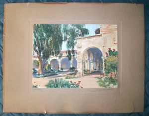 FRED MARTIN Vintage 1920's Hand Tinted Colored Photograph Capistrano Mission CA - Picture 1 of 6