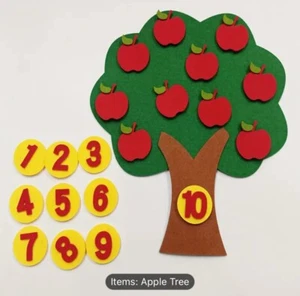 Apple Tree Numbers Felt Tree Board AdditionSubtraction Math Homeschooling - Picture 1 of 2