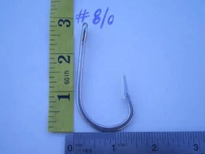 10 PCS. BIG GAME STAINLESS STEEL TUNA, MARLIN, SHARK FISHING HOOKS 7691S #8/0 - Picture 1 of 3