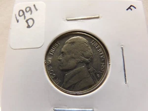 1991 D JEFFERSON NICKEL-Very Good to Fine Condition - Picture 1 of 2