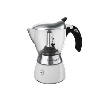 cafetera bialetti Crystal Blanca 2TZ vidrio borosilicato si ver la caffe salida