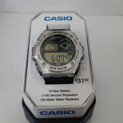 Casio MWD100H-1AV, Iluminador, Resina Negra, 5 Alarmas, Batería 10 Años, Cronógrafo Foto 1 de 4