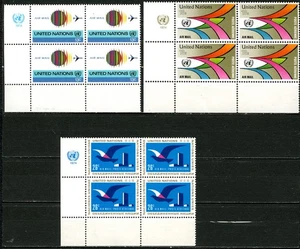 United Nations SC# C19-21 - 13¢,18¢,26¢ Airmails (1974) - 3 Inscription Blocks - Picture 1 of 1