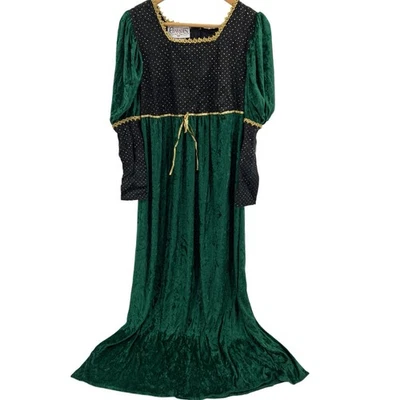 Vestido Disfraz Vintage Charades XL Terciopelo Verde Julieta Renacimiento Vestido Medieval Foto 1 de 4