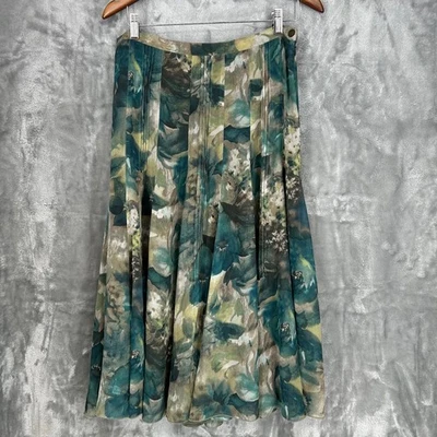 Красивая «Акварель» цветочный принт Midi юбка размер 8 Jones Нью-Йорк зеленый синий - Изображение 1 из 4