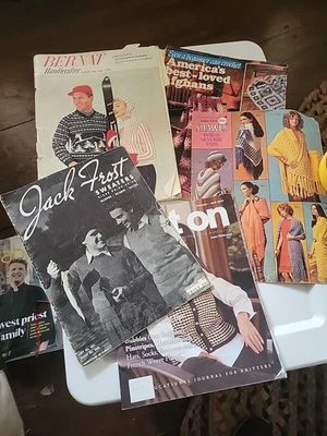 Vtg "How to" CROCHET KNIT Booklets Sweaters Shawls Afghans LOT 1970s To Modern - Image 1 of 4