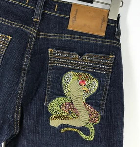 Pantalones de mezclilla para mujer Roberto Cavalli azul marino índigo Italia talla 32 - Imagen 1 de 19