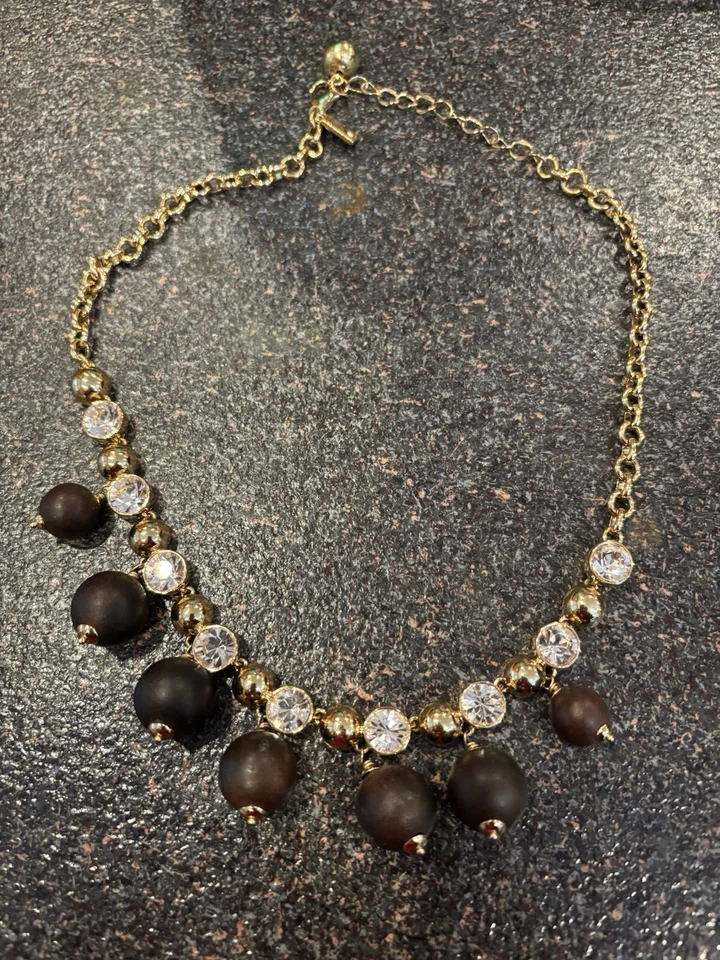 Collar llamativo bola de madera de diseñador Kate Spade con estrás Foto 1 de 2