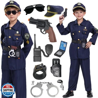 BIBUTY Police Officer Costume for Kids, Cop Costume Outfit Set with Accessori - Image 1 of 4