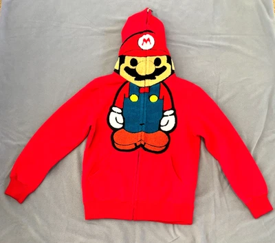 Mario Sudadera con Capucha Roja Cremallera Diseño Cuerpo Completo/Raro/Moda Jugador/Talla S Foto 1 de 4