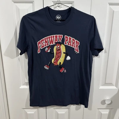 Boston Red Sox ‘47 Brand Navy Blue Shirt Men’s Medium MLB Fenway Park Hot Dog - Image 1 of 4