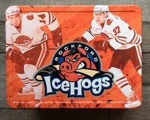 Fiambrera Rockford IceHogs AHL Promo Metal Rojo Estadio Sorteo SGA Vacía - Imagen 1 de 4