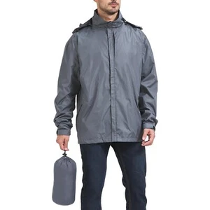 Packable Rain Jacket Men's Waterproof Windbreaker Lightweight Rain Shell with... - Picture 1 of 7