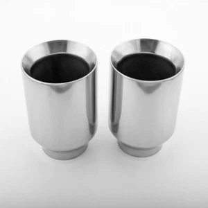 2PCS 3" Inlet Exhaust Tips 4.5" Out Straight Cut 6.875" L T304 Polish Dual Layer - Picture 1 of 6
