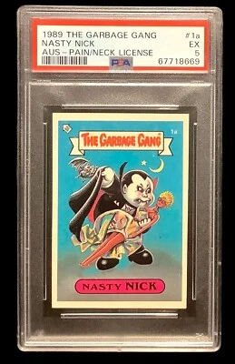 Topps Garbage Gang #1A Nasty Nick RC 1989; AUS GPK cubo niños PSA 5 (POP 1, 0^) Foto 1 de 3