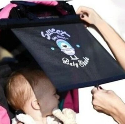 NEW IN PKG. SWEET BABY TODDLER DELUXE PULL-DOWN SHADE FOR ANY STROLLER HOOD - Image 1 of 3
