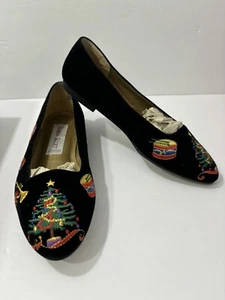 Karen Scott Christmas shoes Size 6 1/2 Embroidered Vintage Box Included - Picture 1 of 7