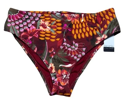 Sofía By Sofia Vergara Floral Cheeky Midster Bikini Bottom Womens L 12-14 - Image 1 of 4