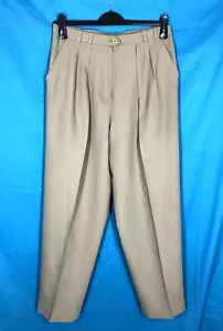 VTG JAEGER Sage Khaki WOOL BLEND Tapered Leg PLEATED FRONT Dress Pants Sz 14 - Picture 1 of 3