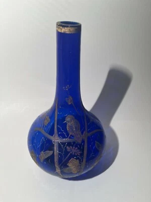 Rare Antique Gorgeous Venetian Artisan Glass Gold Engraved Artwork Purple Vase - Image 1 of 4