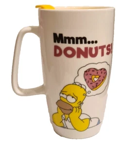 NEW HOMER THE SIMPSONS TRAVEL MUG MMM DONUT DOUBLE WALL COLLECTABLE &TEA INFUSER - Picture 1 of 10