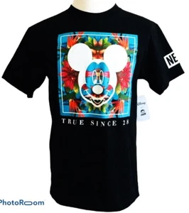 Neff Men's True Since 28 Mickey Mouse Crew Neck T-Shirt Tee Black Medium - Picture 1 of 3
