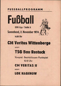 Ddr-Liga 74/75 CM Veritas Wittenberge - TSG Bleu Rostock / Locomotive Hagenow