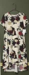 Neu mit Etikett LuLaRoe CARLY ~ SMALL ~ CREME ~ ROT & BURGUNDER ROSEN Blumen * EINHORN * RARITÄT - Bild 1 von 2