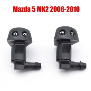 2Pcs Front Windshield Wiper Washer Hood Jet Sprayer Nozzle For Mazda 5 2006-2010