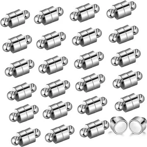 24Pairs Strong Magnetic Clasps for DIY Necklace Bracelet Jewelry Making Silver - Picture 1 of 8