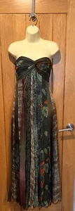 MONSOON Multi Boho Print Silk Evening Dress Floor Length Size 12 - Picture 1 of 7