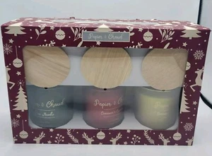 NEW Papier & Chaud Scented Candles (Set of 3) - Pine Needle Cinnamon Sugar Plum - Picture 1 of 9