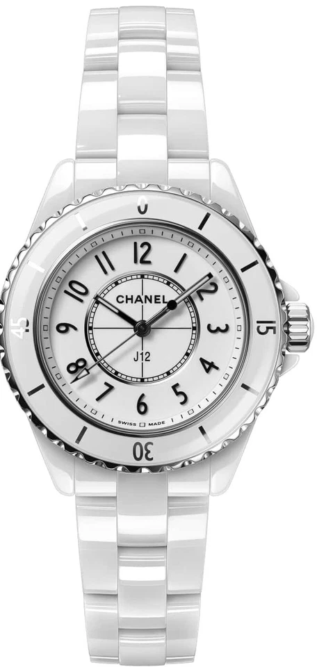 Authentic CHANEL J12 White Ceramic H5698 Women 's Watch No.894