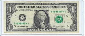 $1 Fancy One Dollar Bill Note QUAD 4 of a Kind 8s E49888854J COOLNESS: 96% - Picture 1 of 3