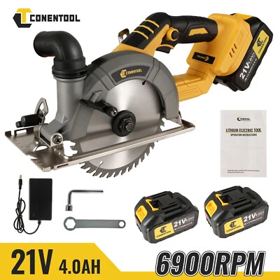 CONENTOOL Circular Saw 165mm Cordless 21V with Blade 6900RPM 4.0Ah Battery and Charger Set