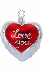 Inge Glas Heart Love You 10207S019 German Christmas Ornament NEW w/FREE Gift Box