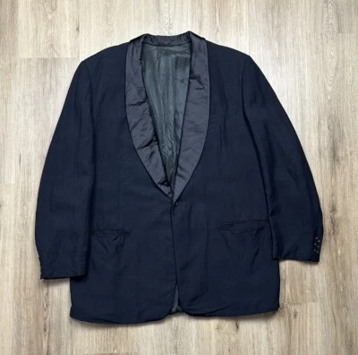 Chaqueta de Esmoquin Palm Beach Vintage Años 50 a Medida Para Hombre Talla 46 Un Botón Negra Foto 1 de 4