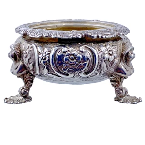 1851 William Mann Sterling Footed Bowl Chinese Man Repousse - Picture 1 of 15