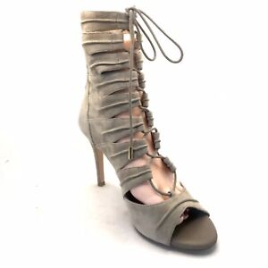 JOIE "ANJA" TAUPE GRAY SUEDE GLADIATOR STILETTO HEEL SHOES SZ 40