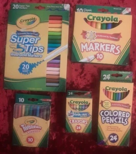 CRAYOLA (Lot) 30 Colored Markers, 24 Pencils, 24 Crayons & 10 Twistables Crayons - Picture 1 of 6