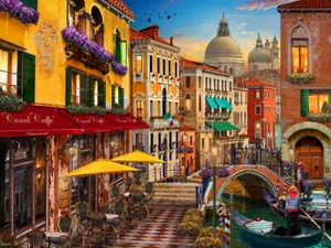 Vermont Christmas Company Venedig Café 550-teiliges Puzzle von David MacLean - Bild 1 von 1