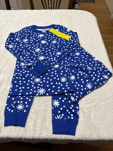Hanna Andersson 8 Pajamas Holiday Christmas Blue With White Flakes And Dots NEW - Picture 1 of 5