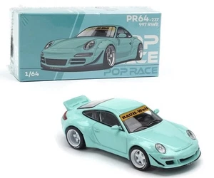 Pop Race 1:64 Porsche RWB 997 Tiffany Blue Diecast Model Car PR640237 - Picture 1 of 9