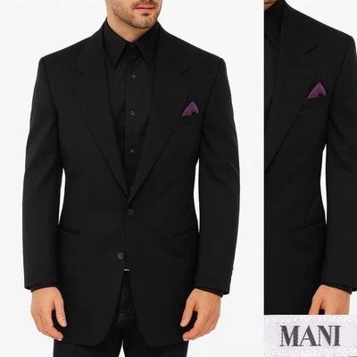 MANI Vintage Sport Coat Men Size 44R/S Solid Black 2 Button Wool Blazer - Image 1 of 4