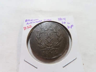 B52 Bélgica 1814-R 10 céntimos Amberes asedio monedas XF Foto 1 de 2