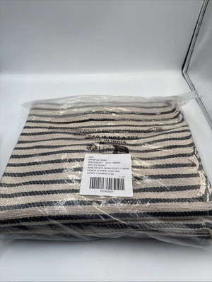 Cortina de tecido Anthropologie Lenox Luxe mistura de linho listra natural e índigo - Imagem 1 de 4