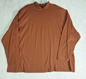 Top artístico portátil Bob Mackie para mujer 3X suéter falso cuello alto cremallera cobre naranja - Imagen 1 de 9