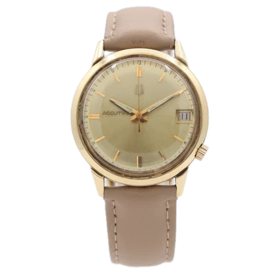 Vintage 1968 Accutron 2661 Date Men's Tuning Fork Wristwatch 218D USA 14k GF Foto 1 de 4